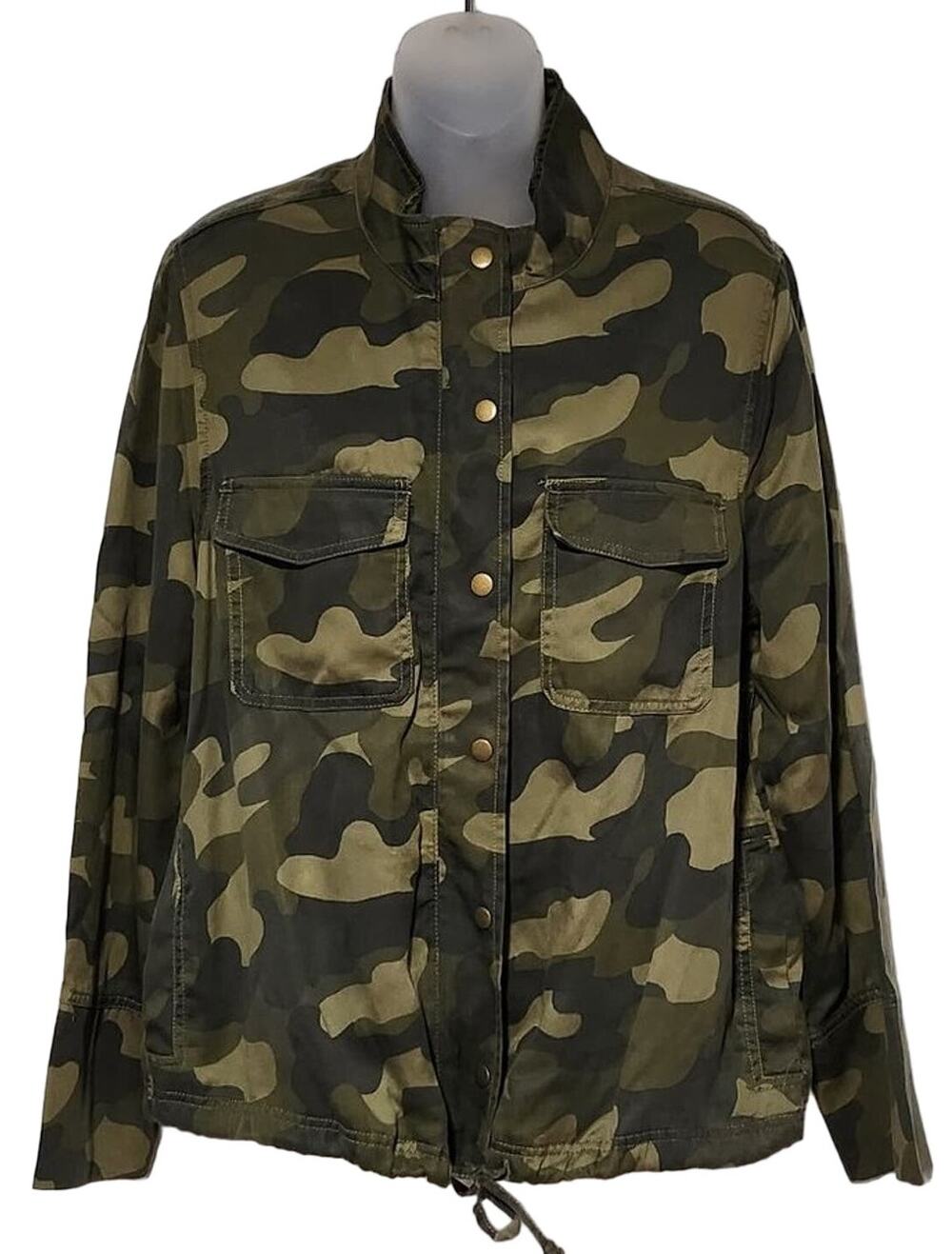 C&C California Lightweight Lyocell Utility Military Jacket in Green Camo L NWOT